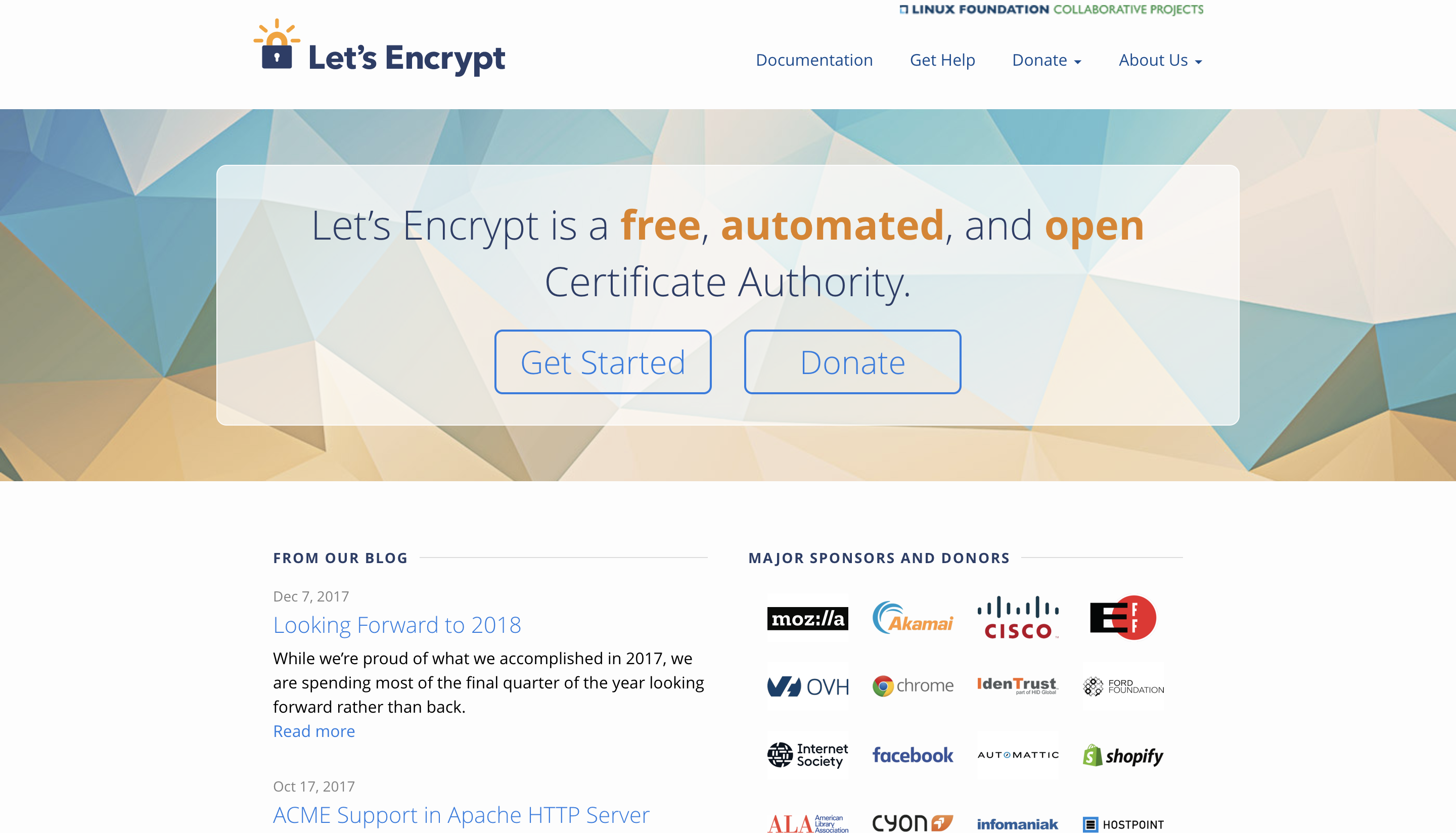 Let's Encrypt　ホームページ