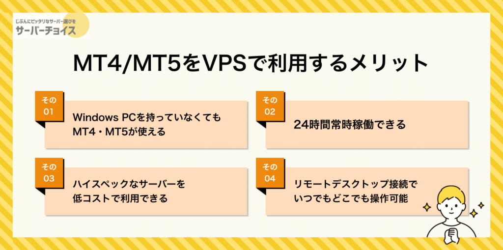 MT4/MT5をVPSで利用するメリット