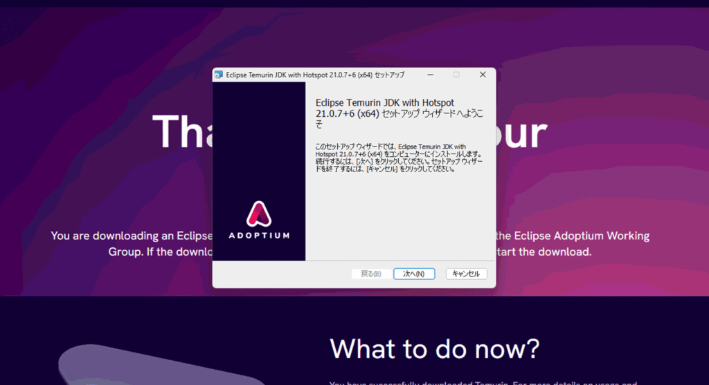 JDKのセットアップウィザード