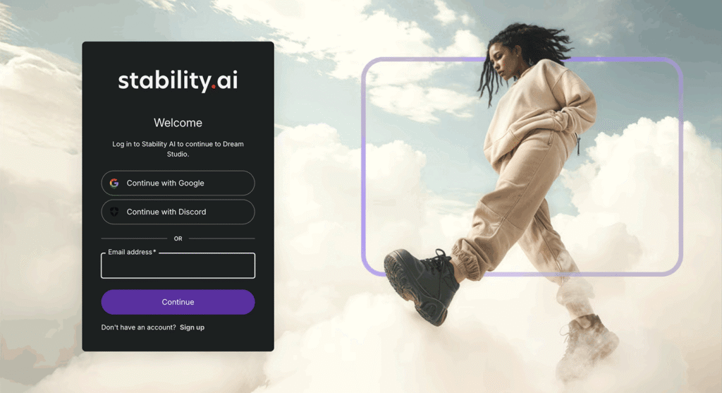 Stability AIのログインページ