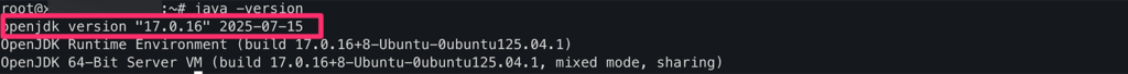 インストールしたJavaのバージョン表示