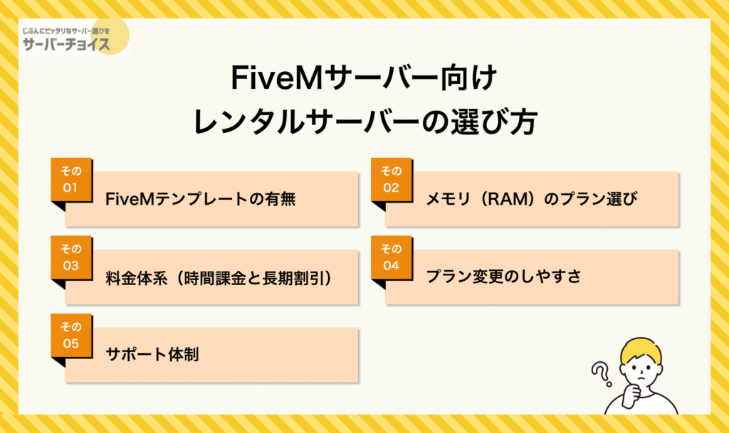 FiveMサーバー向けレンタルサーバーの選び方