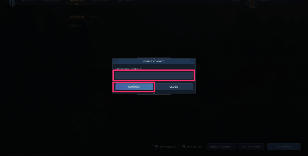 IPアドレスの入力画面