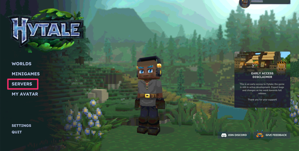 Hytaleのスタート画面